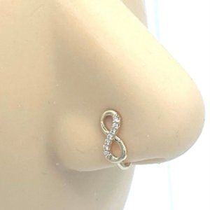 CZ Infinity Sign 24 KT Gold Plated Nose Cuff Fake Nose Rings No Piercing Jewelry